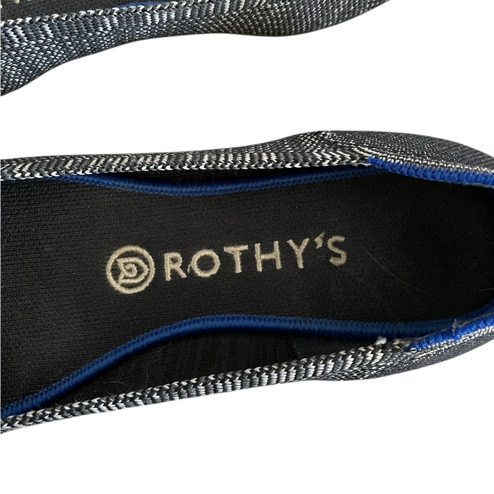 Rothy's Flats Black /Gray Birdseye Round Toe Women's Size 8.5 - Picture 6 of 9